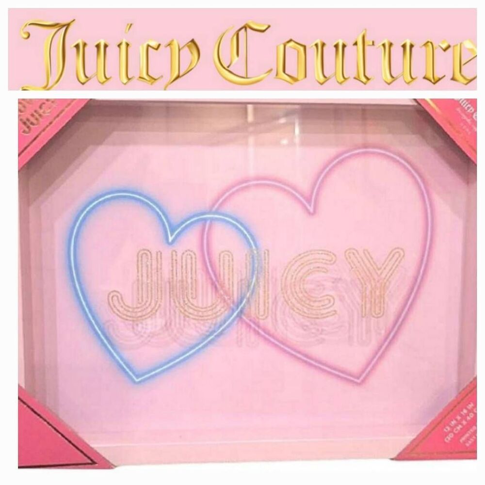Juicy Couture Home Love Juicy Neon Hearts Pink Framed Wall Decor